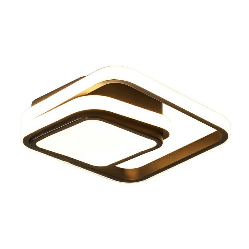 Quadratische Foyer-Deckenleuchte, minimalistische LED-Einbauleuchte aus Acryl in Schwarz