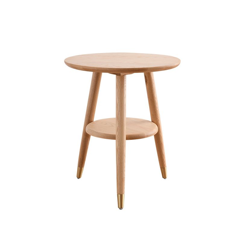 Modernistic Ashwood 3 Legs with Storage Round Double Tier Side Table