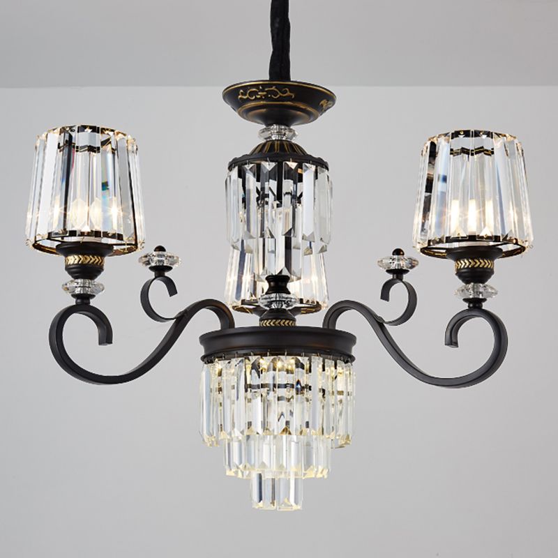 Lámpara de suspensión de techo de 3/6 luces minimalistas de 3/6 luces de 3/6 luces de 3/6 luces con sombra cónica en negro