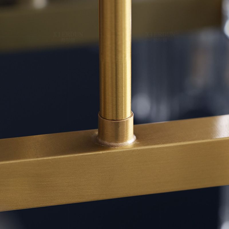 Cylinder Shade Island Light Modern Style Simple Glass Hanging Light in Gold for Restaurant