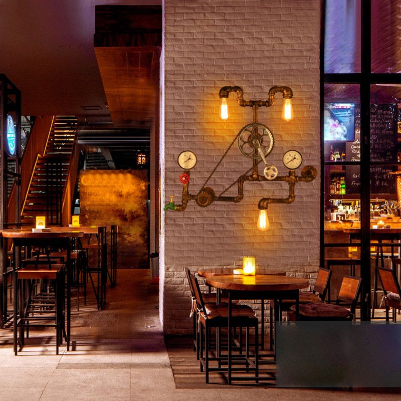 Bar Antique Bronze Iron Wall Mount Lamp Industrial Water Pipe Wall Light Sconces