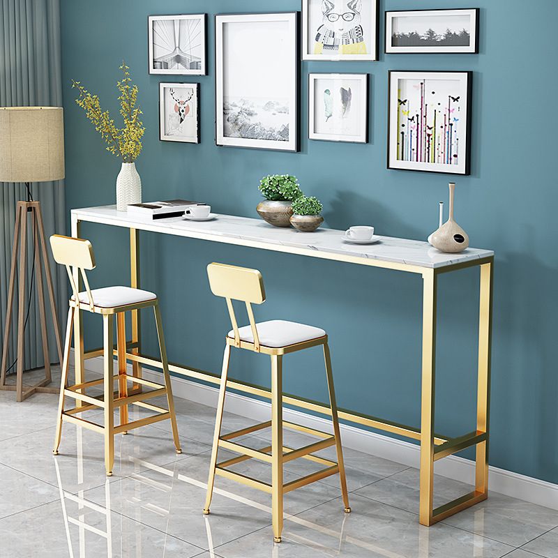 Leather Bar Stool Glam Backrest Counter Stool for Living Room