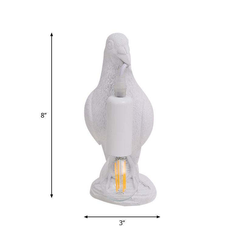 Nordic Style Bird Shaped Desk Light 1 Light Resin Night Table Lamp in White/Black for Bedroom