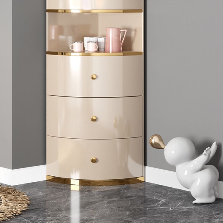 Scandinavian Bombe Accent Cabinet Solid Wood Side Cabinet in White