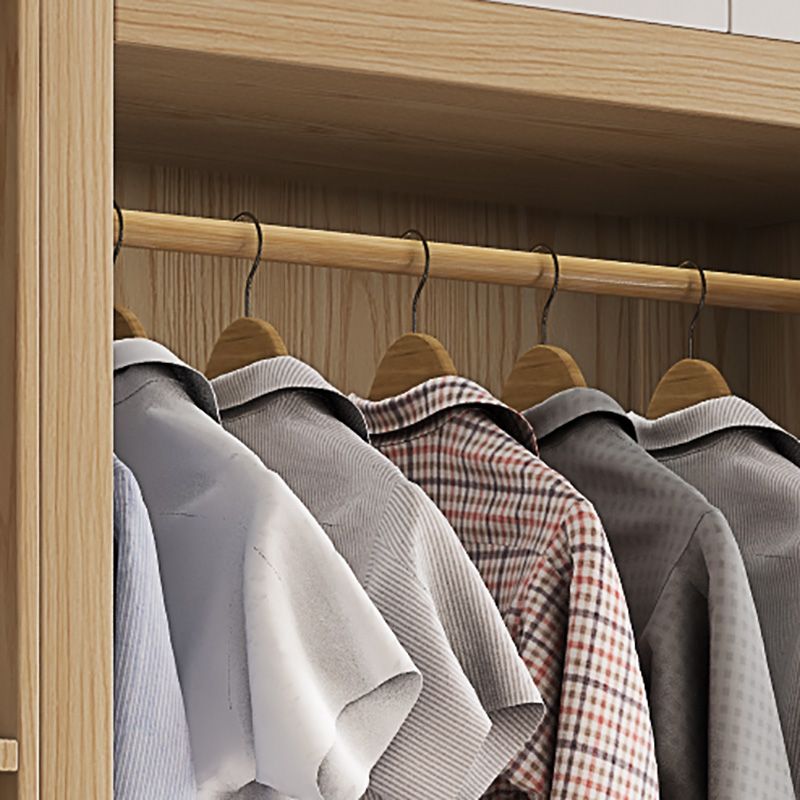 Natural Finish Colour Wardrobe Contemporary Wooden Wardrobe Closet with Drawer