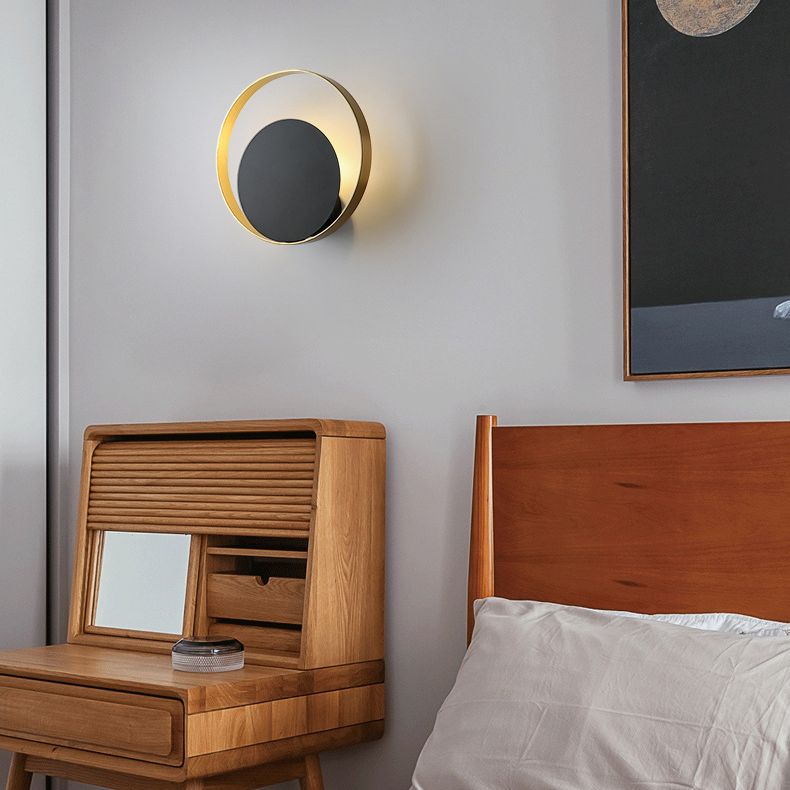 Electroplate Iron Single Wall Lamp in Modern Artistic Style Circular Indoor Wall Sconce