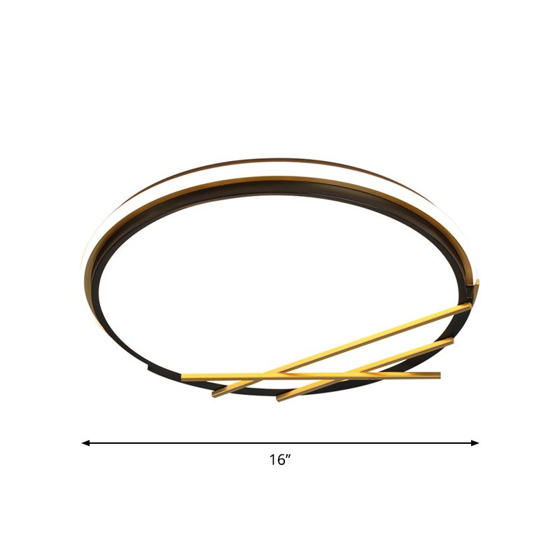 16"/19.5" W Acrylic Round Flush Light Fixture Nordic LED Flushmount Lighting in Black, Warm/White Light