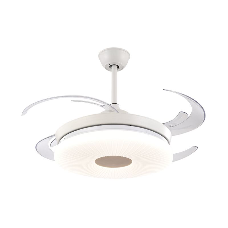 Minimalistische ronde ventilatorverlichting LED 42 "Breedte metalen semi -spoelplafondlicht in wit voor restaurant, 8 heldere messen