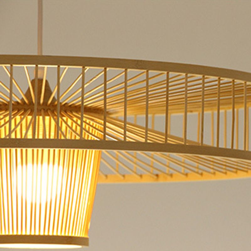 Einzigartige Schattenhänge mit modernem Stil Bambus 1 hängende Lampe für Bett