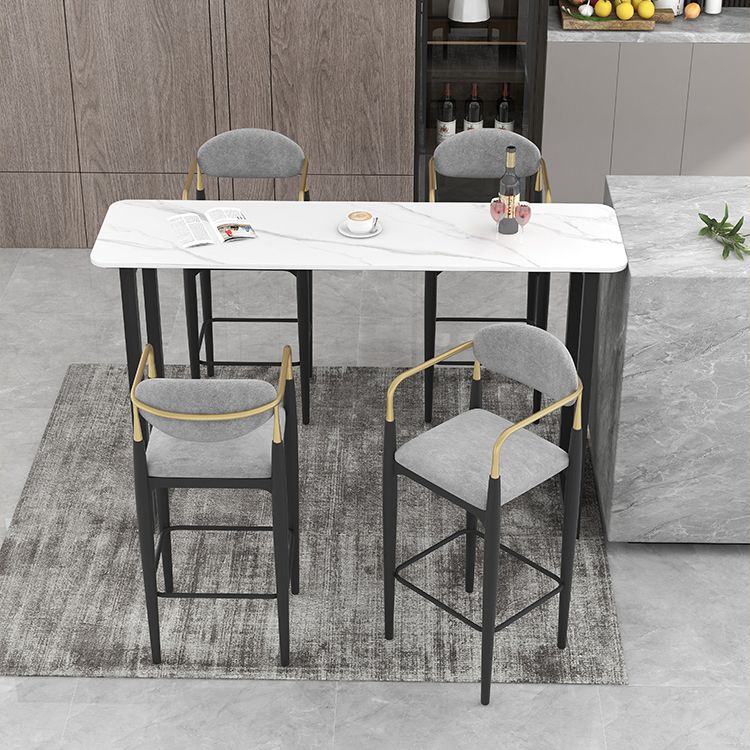 Modern Style Bar Table 42-inch Height Stone Top and Metal Pedestal Bistro Table