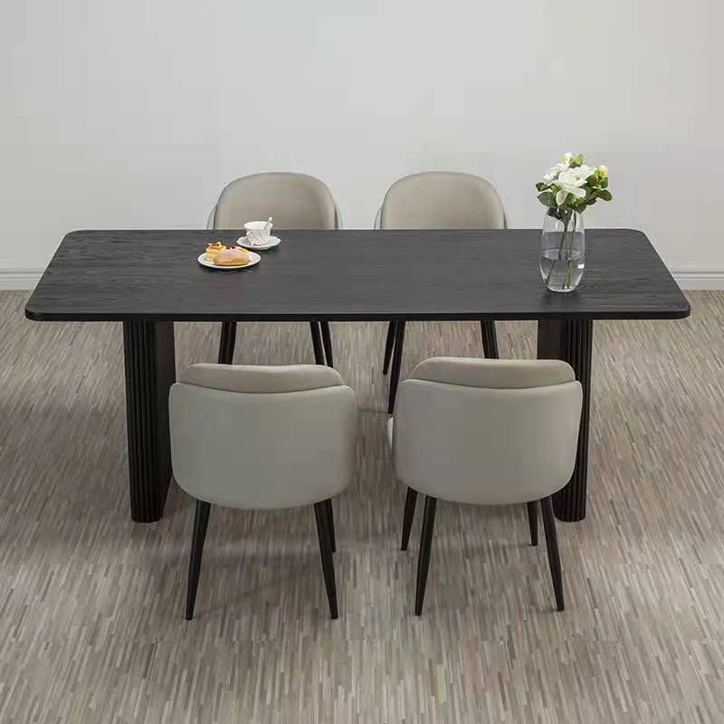 Black Pine Wood Dining Table Modern Indoor Rectangle Dinette Table