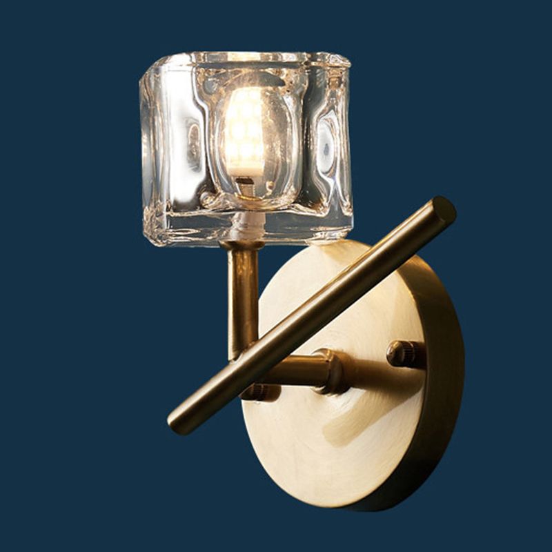 Half Cylinder Wall Sconce Modern Style Multi-Lights Crystal Wall Light Fixture in Brass