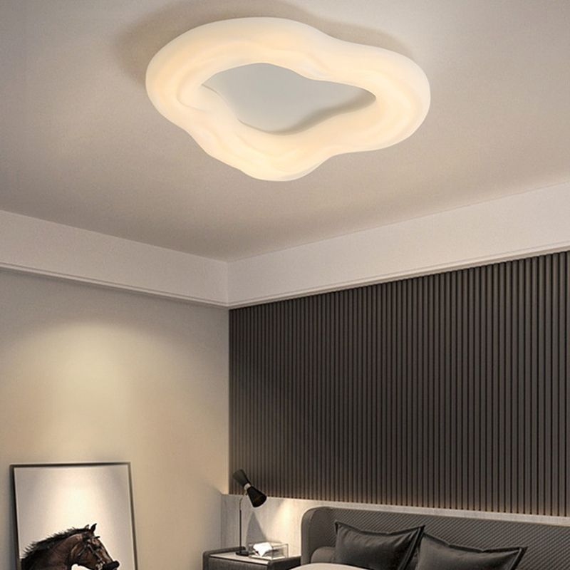 LED Cloud Shape Ceiling Flush Mount in Ivory White Contemporary Ceiling Flush