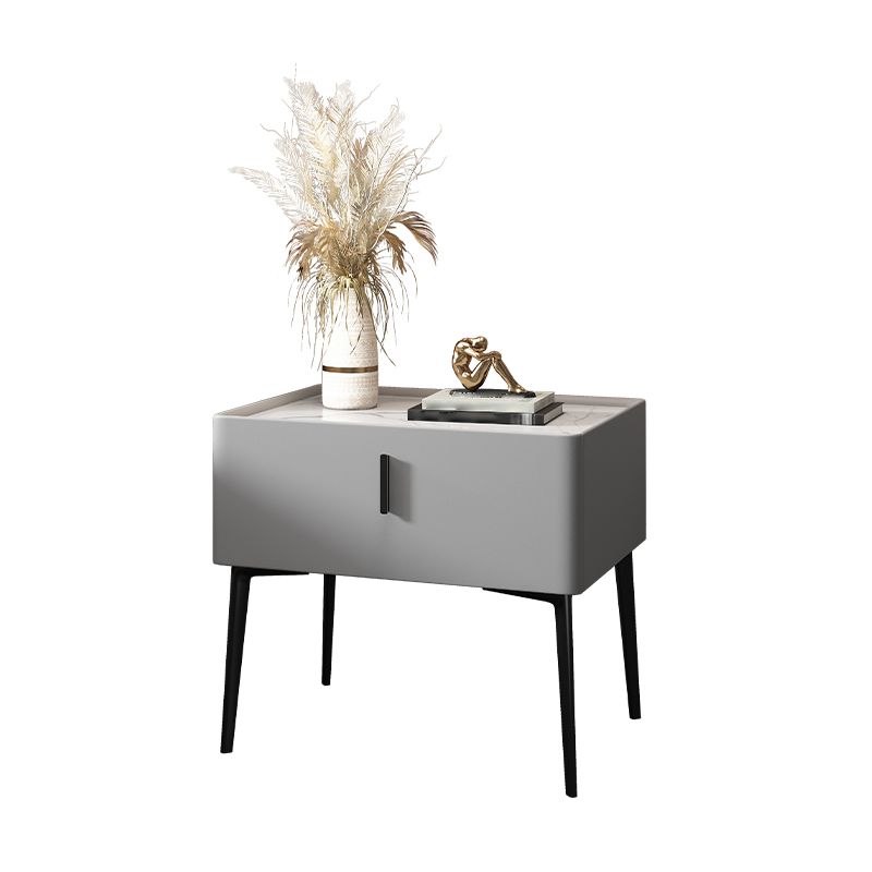 2-Drawer Nightstand with 4 Legs 20" Tall Stone Top Night Table