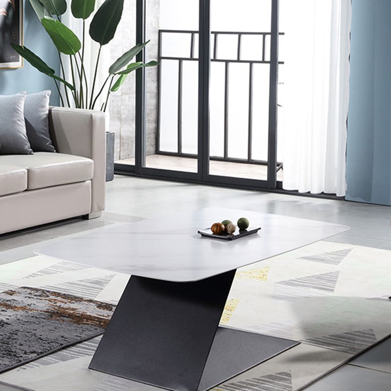 Pedestal 1 Single Coffee Table Luxurious Stone Top Cocktail Table