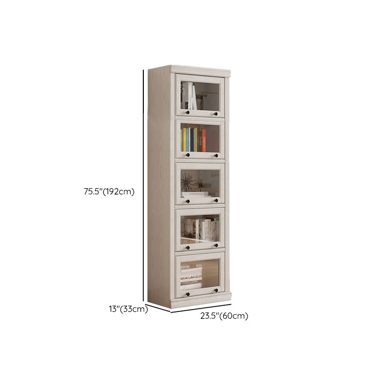 Wooden Standard Bookshelf Contemporary White Bookcase with Doors