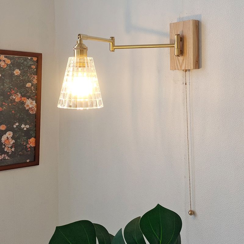 Adjustable Wooden Wall Mount Light Modern 1-Light Wall Light for Living Room