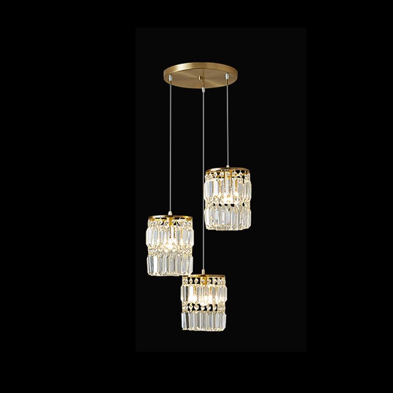 Illuminazione a sospensione di tonalità cilindrica Lampada sospesa in cristallo moderno