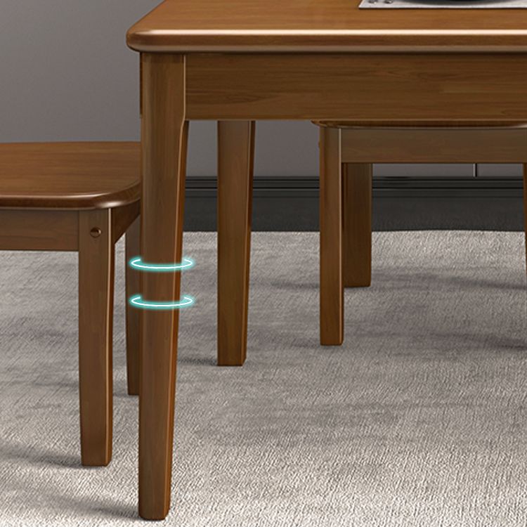 Minimalist Dining Room Set Rectangular Solid Wood Dining Table with Four-leg