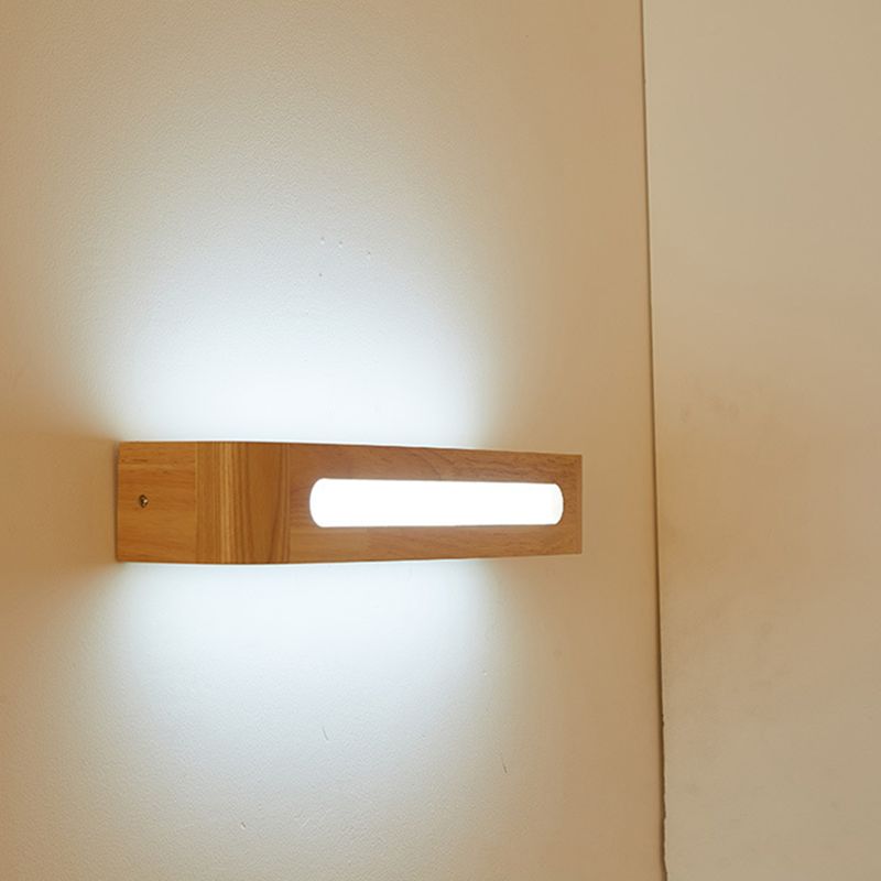 Square Shape Wood Wall Light Modern Style 1 Light Wall Mount Light in Brown
