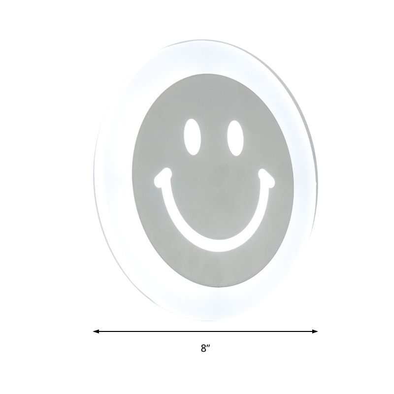 Smiley Face LED Sconce Lamp Ultra-Thin Acrylic Shaded LED Wall Lighting Fixture in Warm/White Light