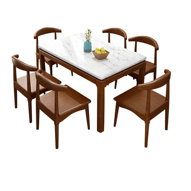 Mesa de comedor de mármol de estilo tradicional con mesa de forma rectangular blanco para uso en el hogar