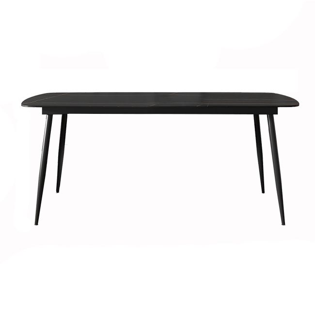 Rectangle Industrial Dining Room Table Sintered Stone Table with 4 Black Metal Legs
