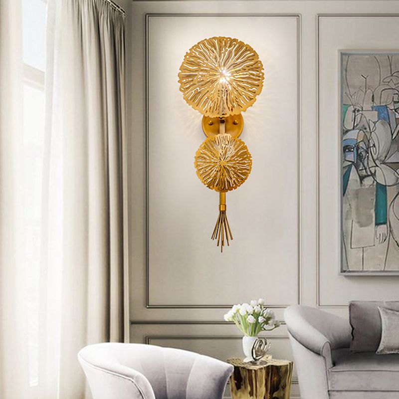 Gold Lotus Shape Wall Light in Modern Creative Style Electroplate Iron Wall Lamp for Interior Spaces