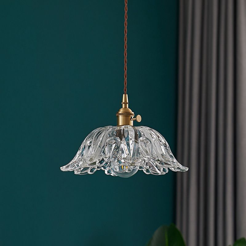 Flower Shape Shade Ceiling Pendant Lamp  Vintage Industrial  Clear Glass Indoor  Hanging Light