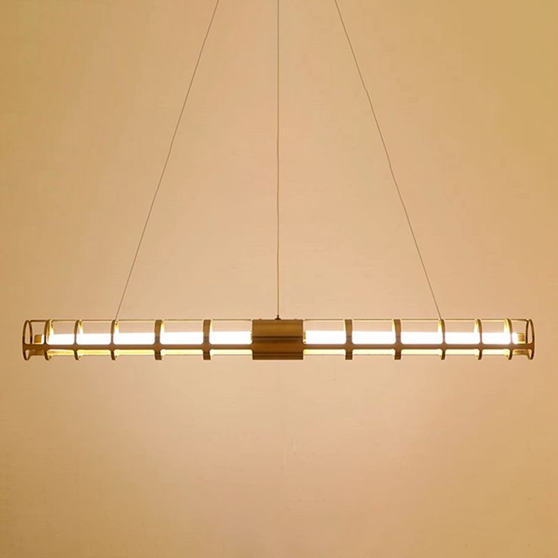 Modern Metal LED Pendant Light Linear Shape Island Lamp with Acrylic Shade for Living Room