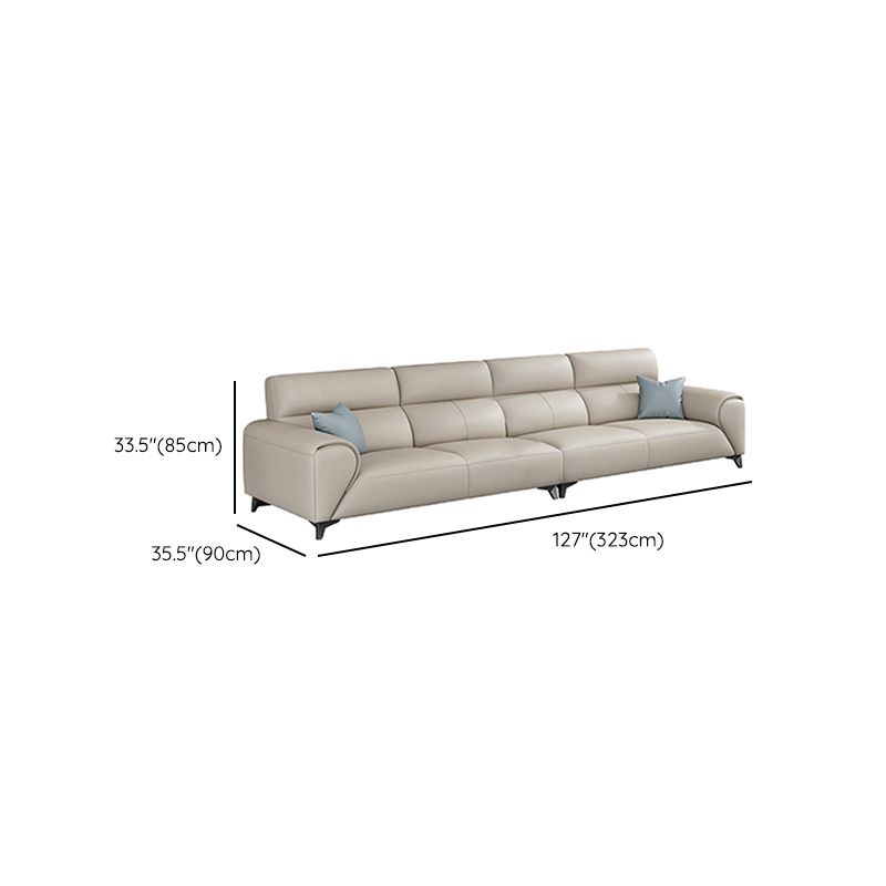 Contemporary Faux Leather Stationary Living Room Recessed Arm Sofa Chaise