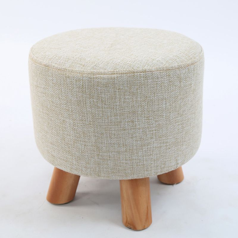 Trendy Cotton Blend Ottoman Plain Round Indoor Footstool Ottoman