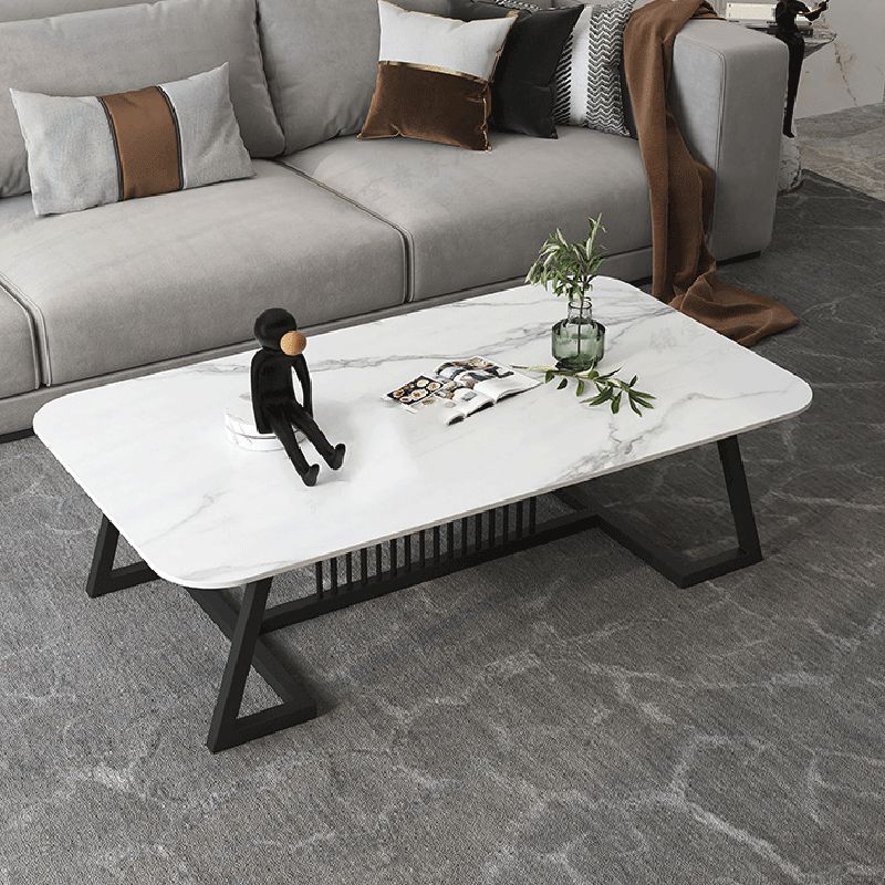 Rectangular Slate 1 Single Coffee Table 17.7-In High Frame Cocktail Table