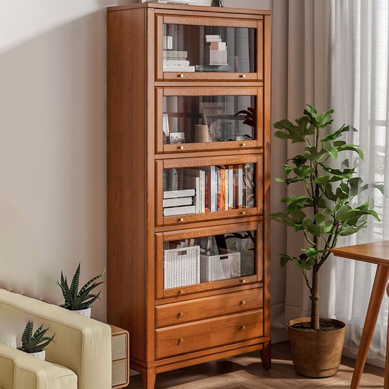 Modern Wood Bookcase Floating Doors Included Bookshelf with Shelves
