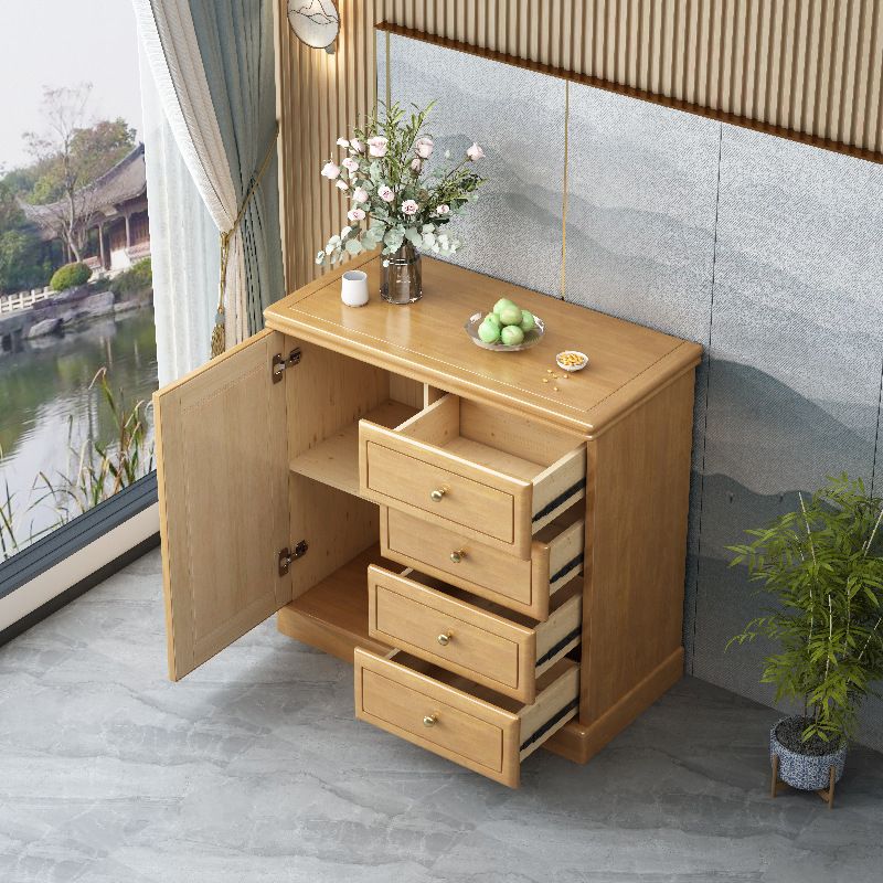 Rubberwood Accent Chest with1 - Door and Drawer, Bar Pulls Chest