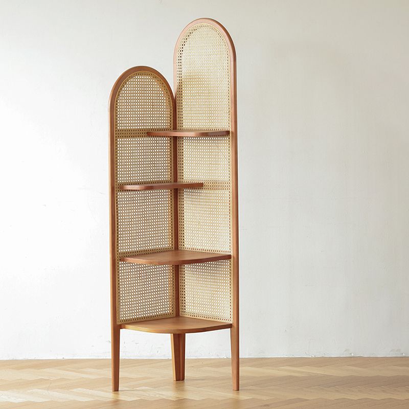 Corner Wooden 4-Tier Shelf Contemporary Bookcase with Shelves