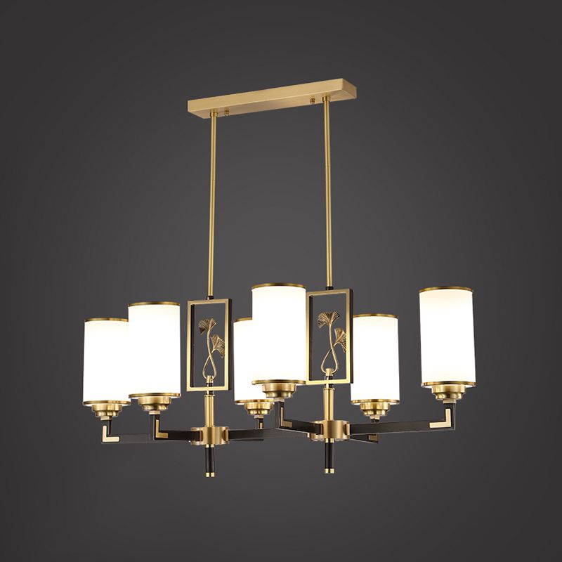 Cylinder Shape Pendant Lights Modern Style Glass Chandelier Lights