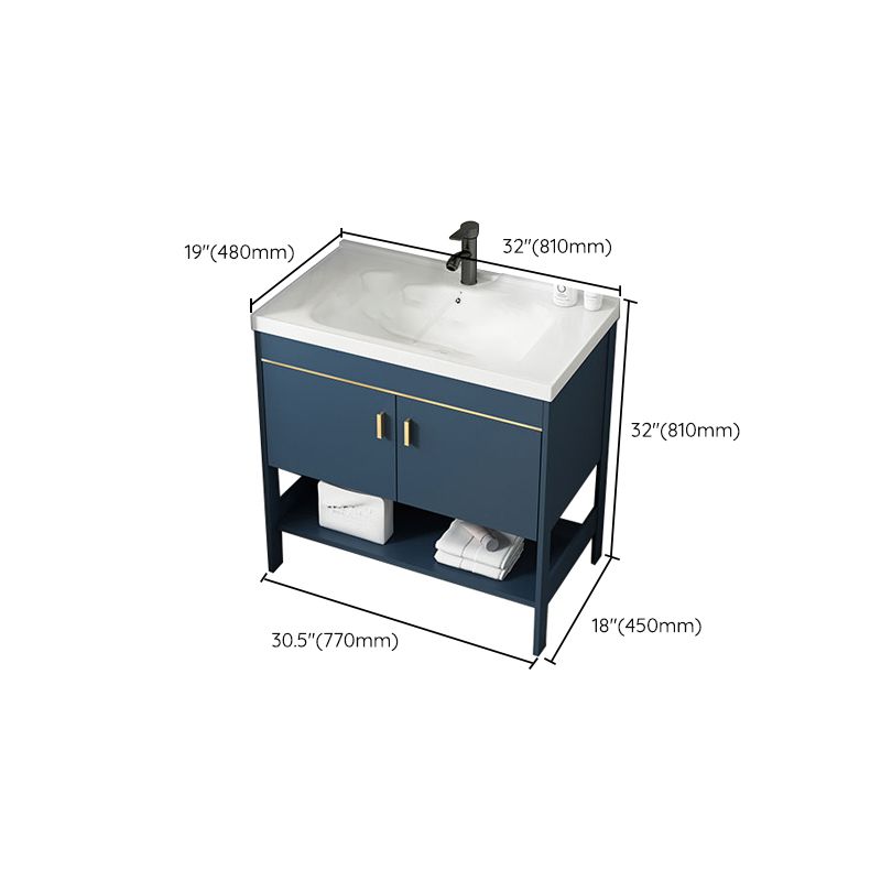Contemporary Vanity Sink Mirror Cabinet Metal Vanity Cabinet with Storage Shelving