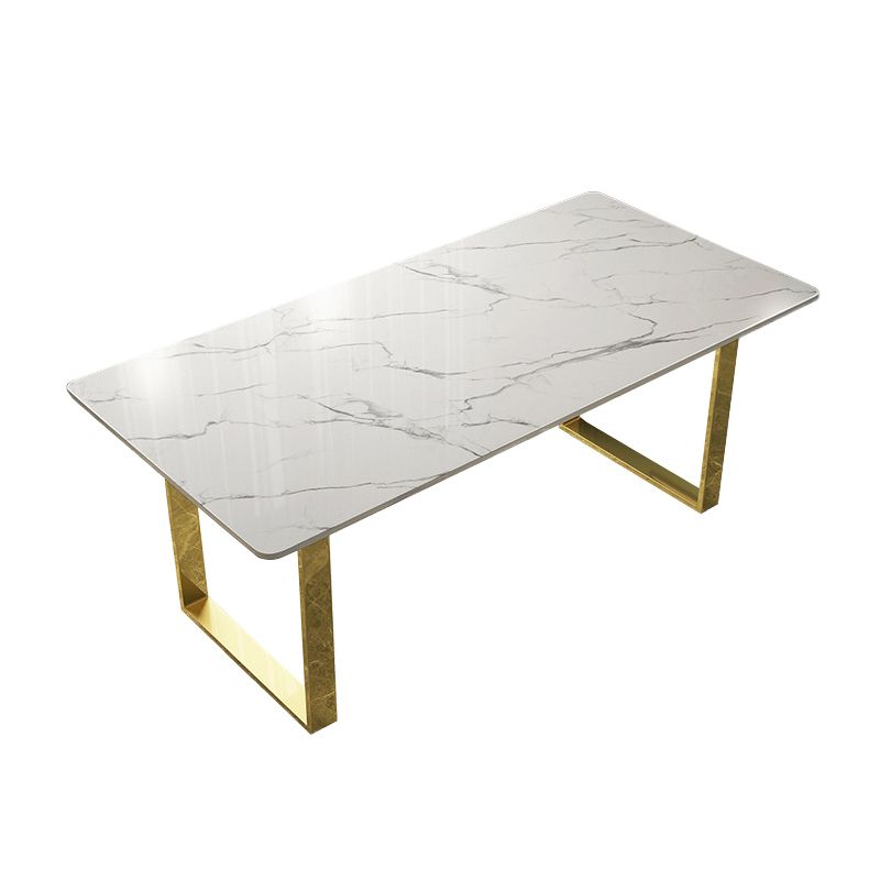Marble Top Dining Table Modern Rectangle Dining Table with Sled Base