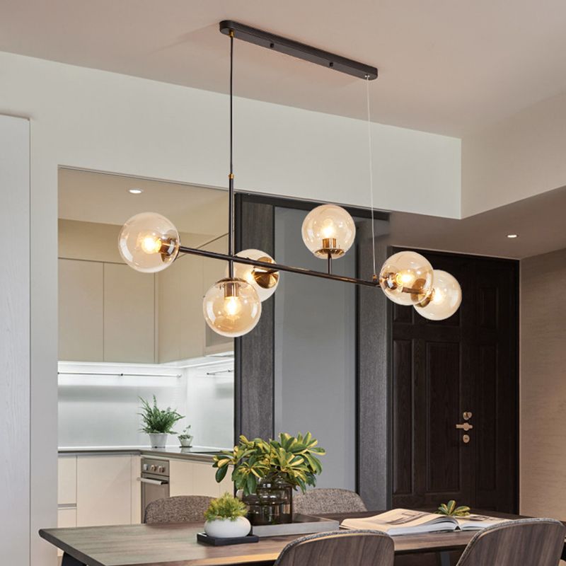Minimalist-Style Orb Island Lighting Fixture Glass Dinning Room Island Pendant Light