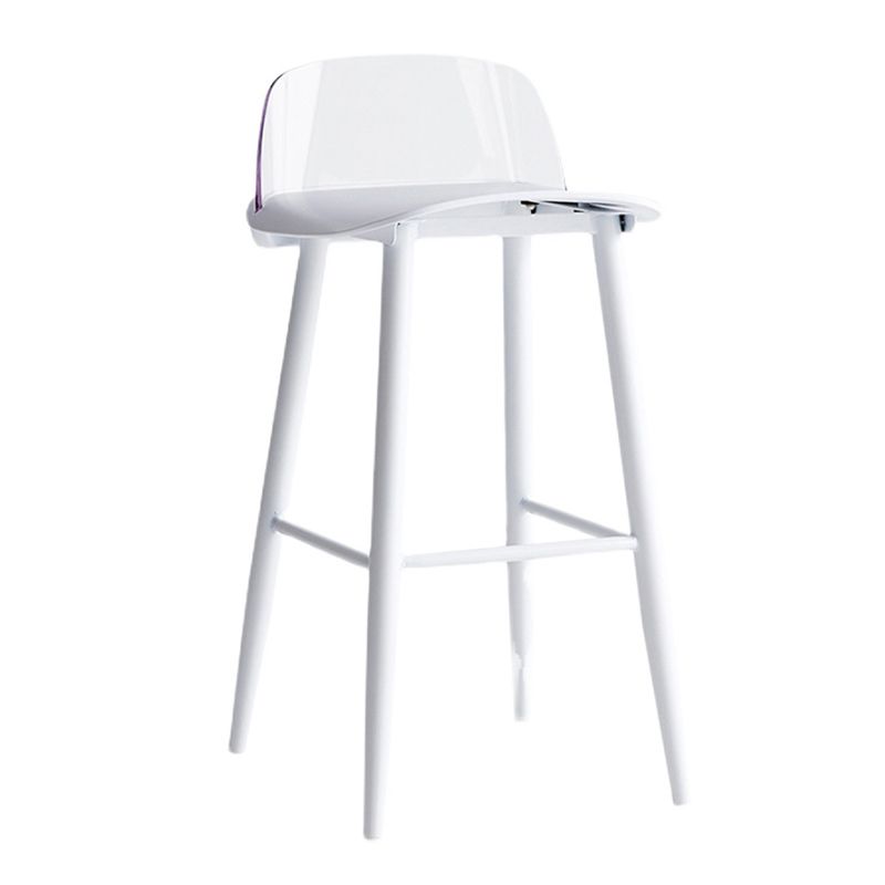 Nordic Armless Backrest Counter Stool Iron Cafe Bar Stool with Acrylic Seat