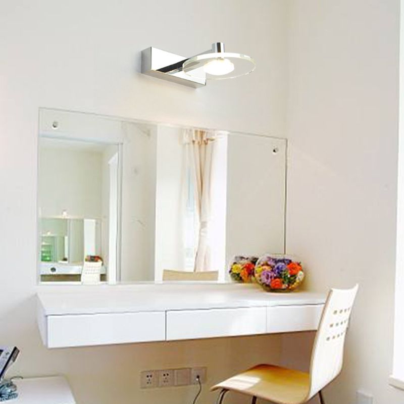Translucent Crystal Vanity Light Sconce 1 Light Circle Vanity Vanity Lamp for Bathroom
