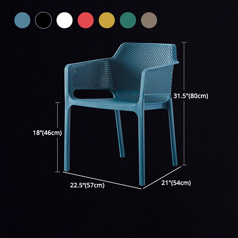 Contemporary Style Stackable Dining Chairs Kitchen Plastic Arm Chair