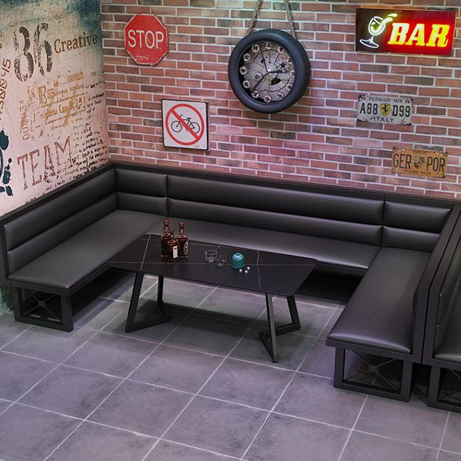 Industrial Sintered Stone Dining Table Black Table with Black Frame for Dining Room