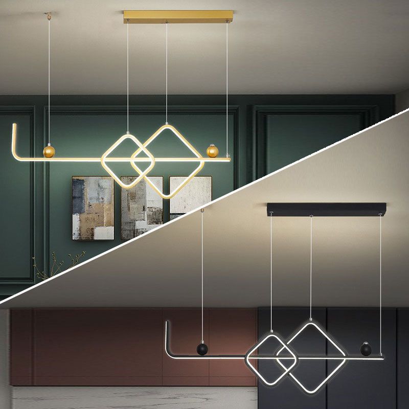 Metal Linear Island Pendant Modern Multiple-Light Island Lighting