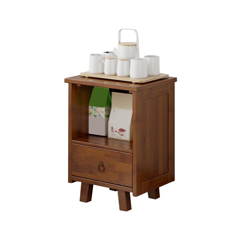 Contemporary Bedroom Wooden Storage Chest Vertical Chest in Brown with Drawers
