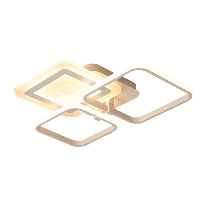 Acrylic Square Semi Flush Simple LED White Close to Ceiling Lighting Fixture in Warm/White Light