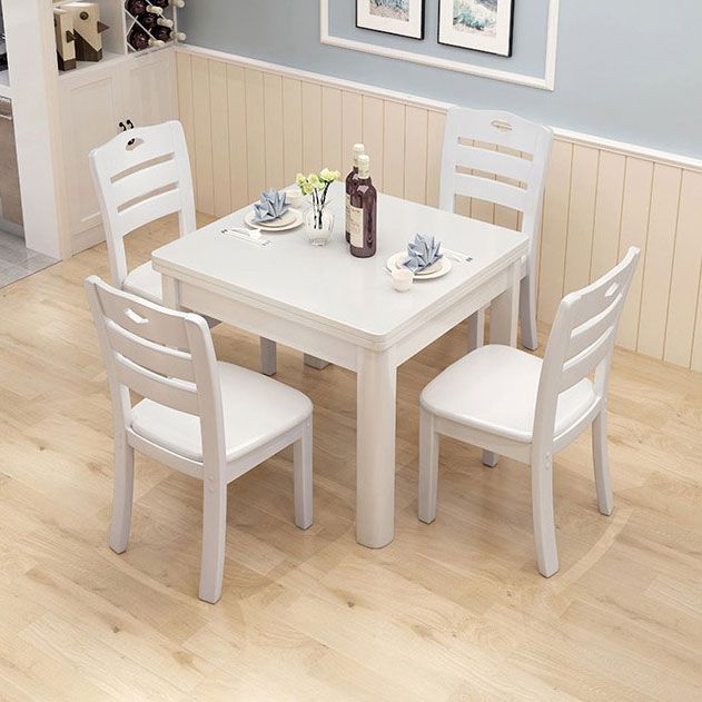 Mesa de comedor industrial cuadrado Mesa fija de madera con madera de goma sólida