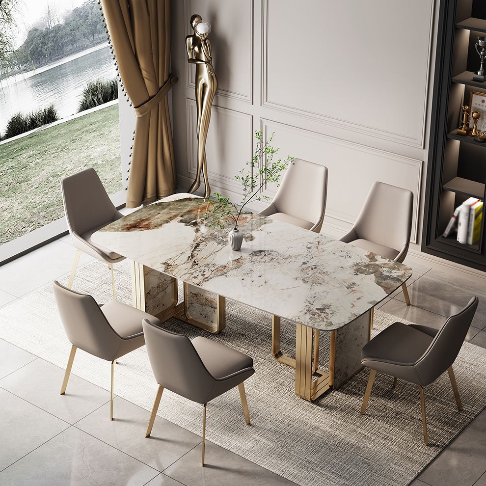 Traditional Luxury Dining Site Table Rectangle Stainless Steel Table