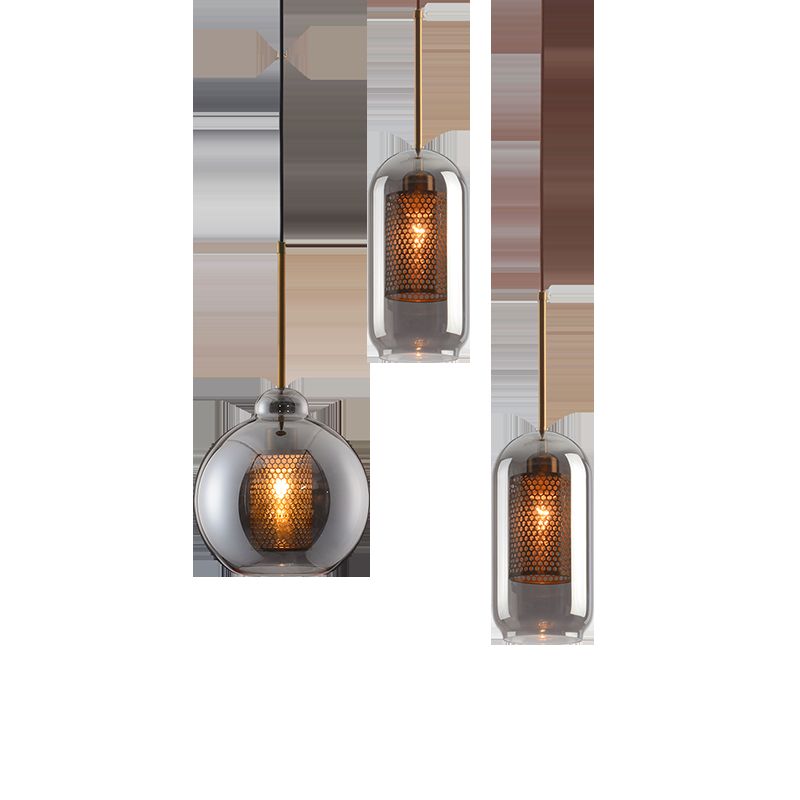 Glass Shade Hanging Light Industrial Style Pendant Lighting Ayémorrat pour le salon